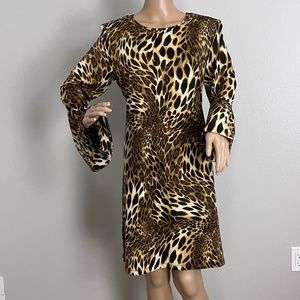 INC International Concept Brown Animal Print Dress size L